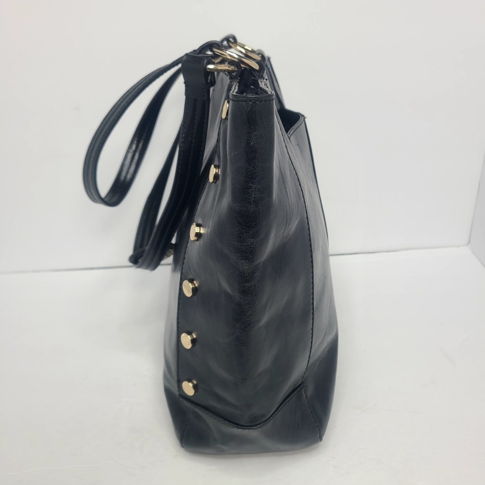 Tommy Bahama Distressed Studded Leather Tote Shoulder Bag Black Large - Picture 5 of 7